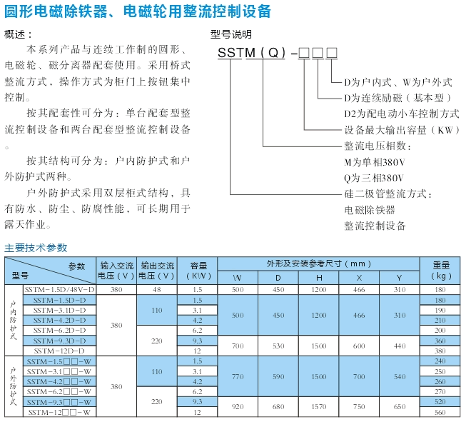 圓形電磁除鐵、電磁輪用整流控制設備